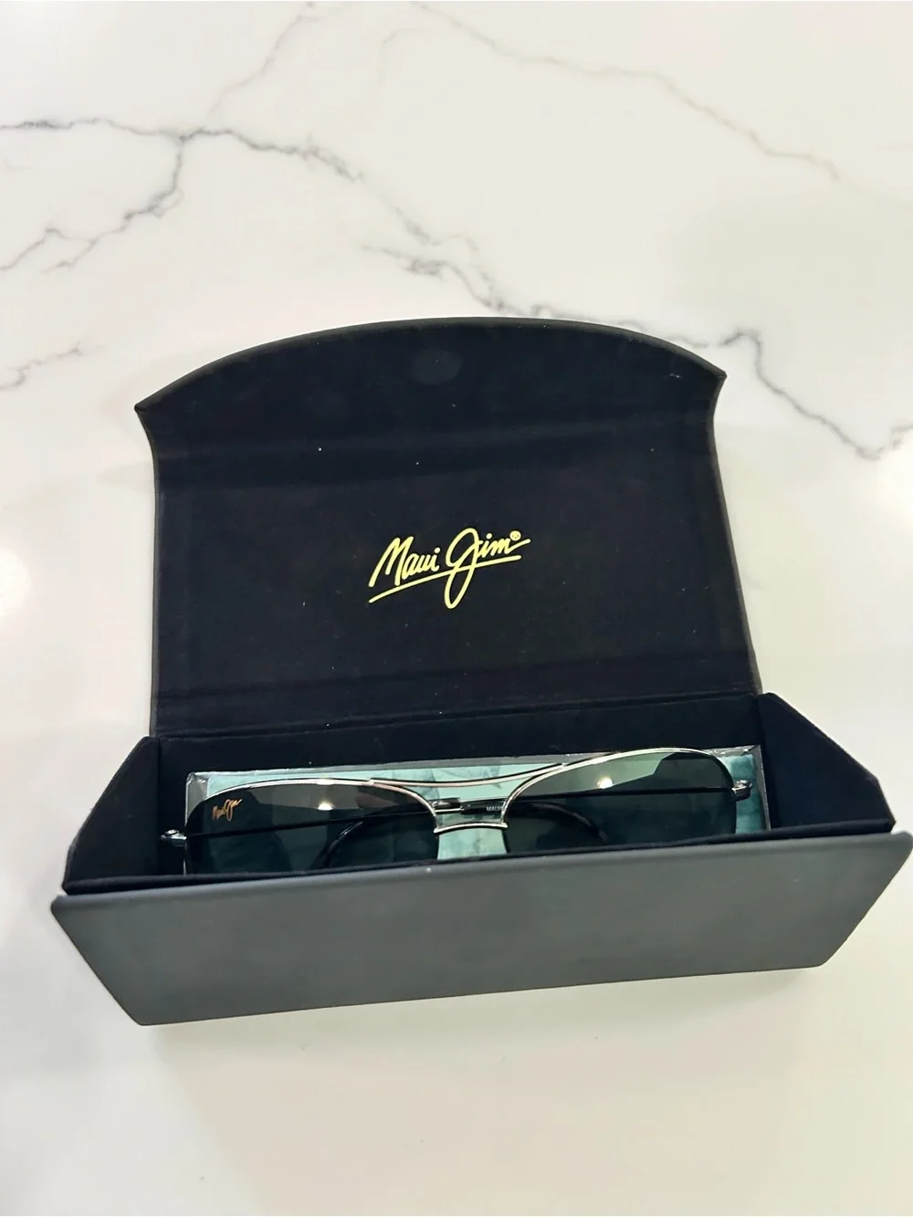 Maui Jim Silver Aviator Sunglasses with Green Lenses